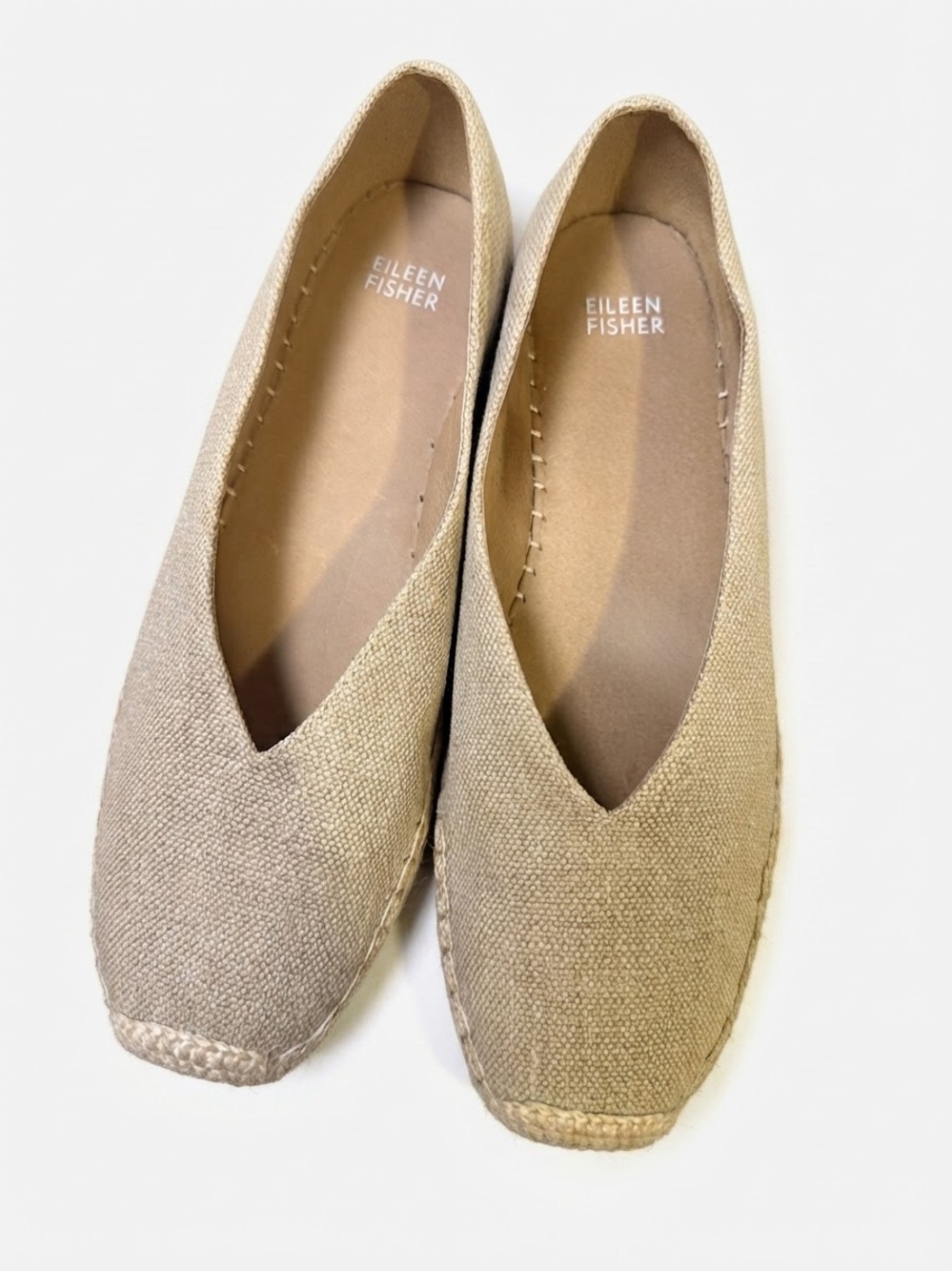 Eileen Fisher Beige Linen Espadrille Flats Sz 9